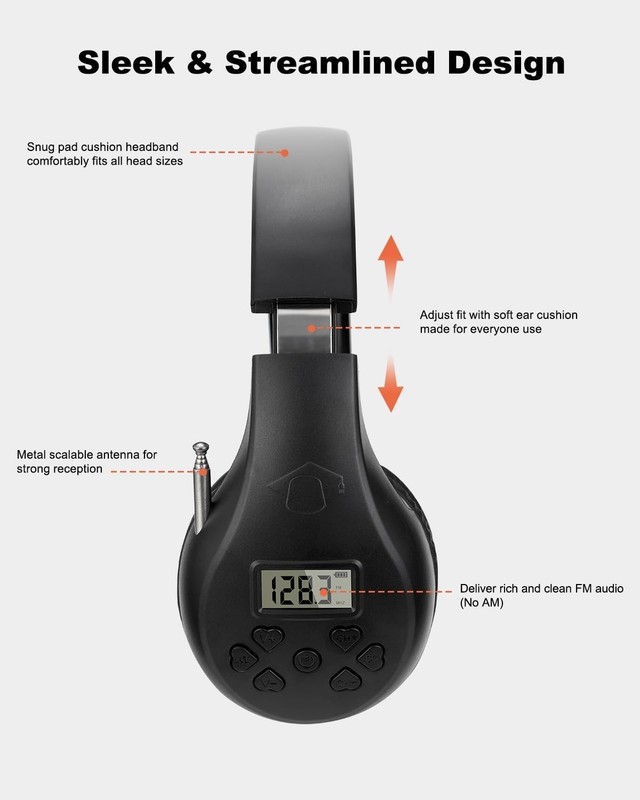 Digital FM Radio Headphones with Adjustable Headband for Outdoor Activities gallery