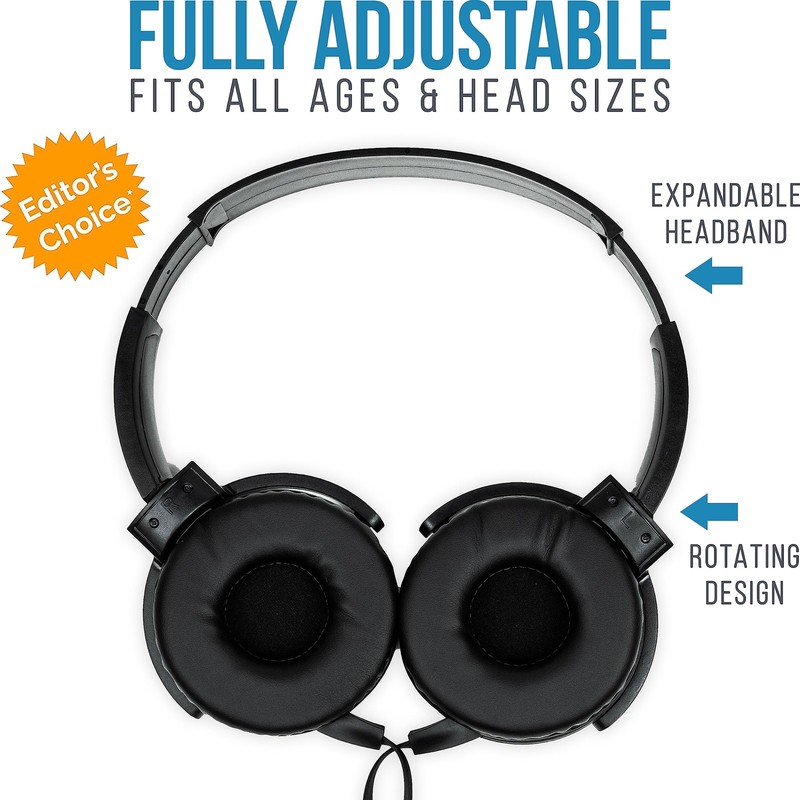 Classroom Headphones (10 Pack, Stealth) - On-Ear Premium Student Bulk Headpho... gallery
