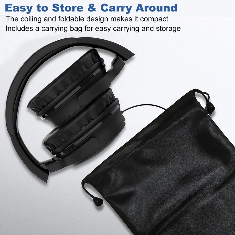 19.5Ft / 6M Extra Long Cord Headphones for TV PC with Volume Control, Spring Coi gallery