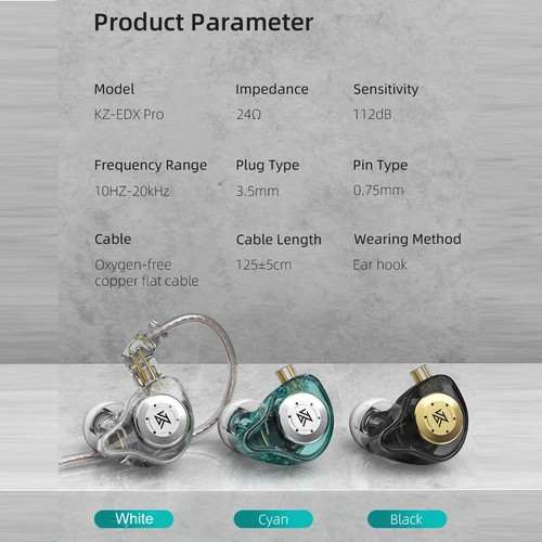 KZ EDX Pro in-Ear Stage Monitor Headphone Dual Magnetic Dynamic Earphones M5L6 gallery