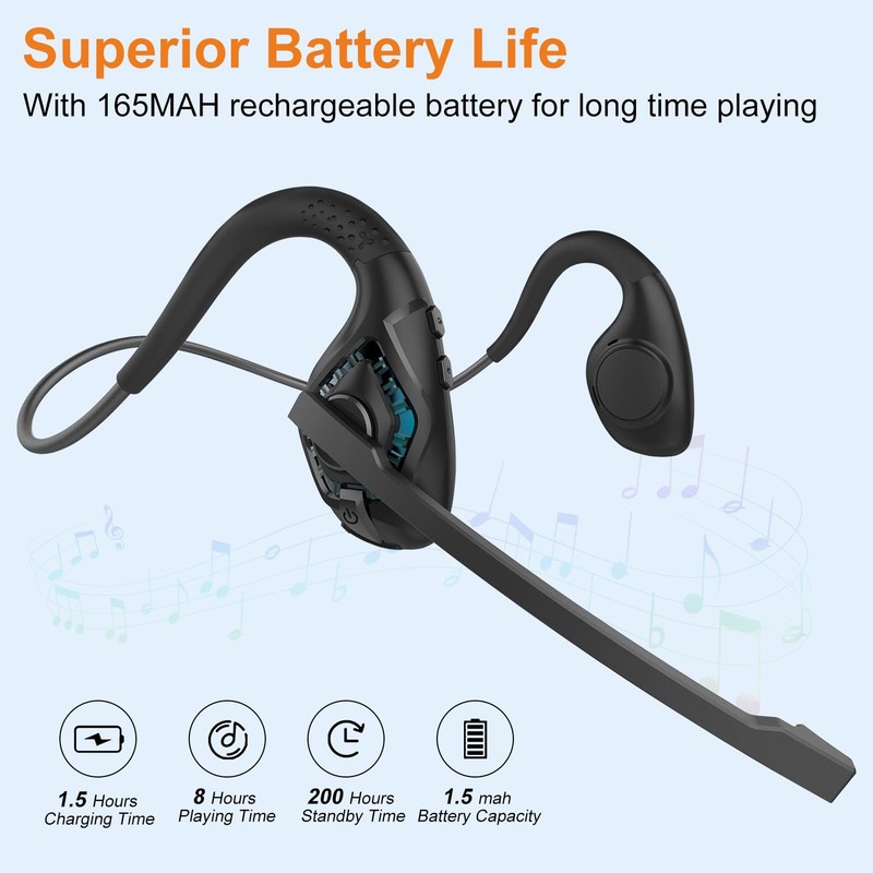 Open Ear Headphones with Mic, Bluetooth 5.3 Headset with DSP Noise Cancelling... gallery