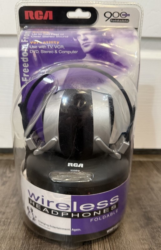 RCA Wireless Stereo Headphones 900MHz Transmitter WHP160 Foldable 150 ft Range