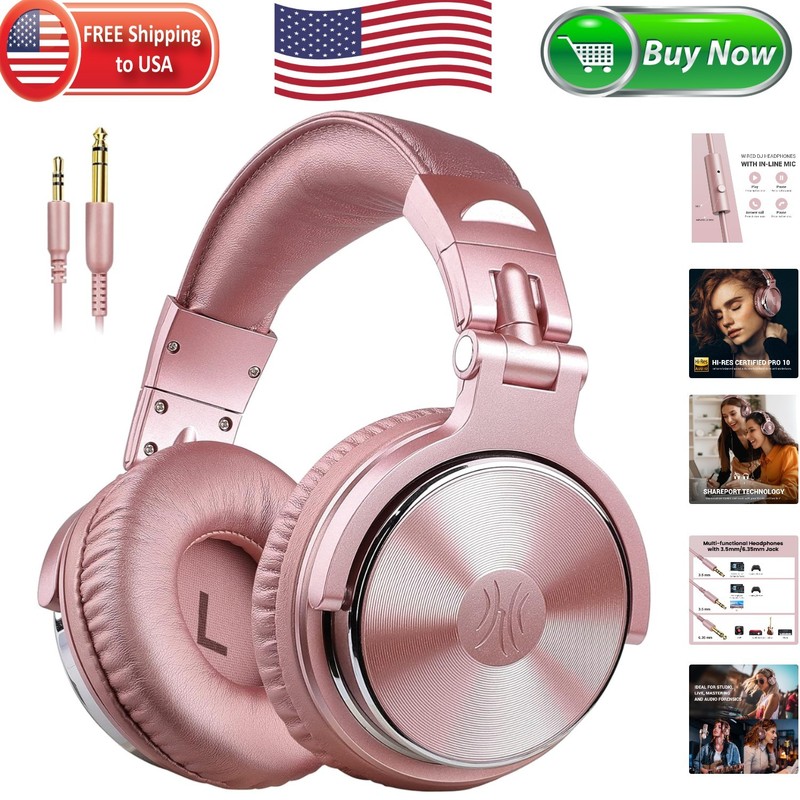 Dynamic Bass and Comfort: Pink Over-Ear Headphones for DJs & Music Lovers