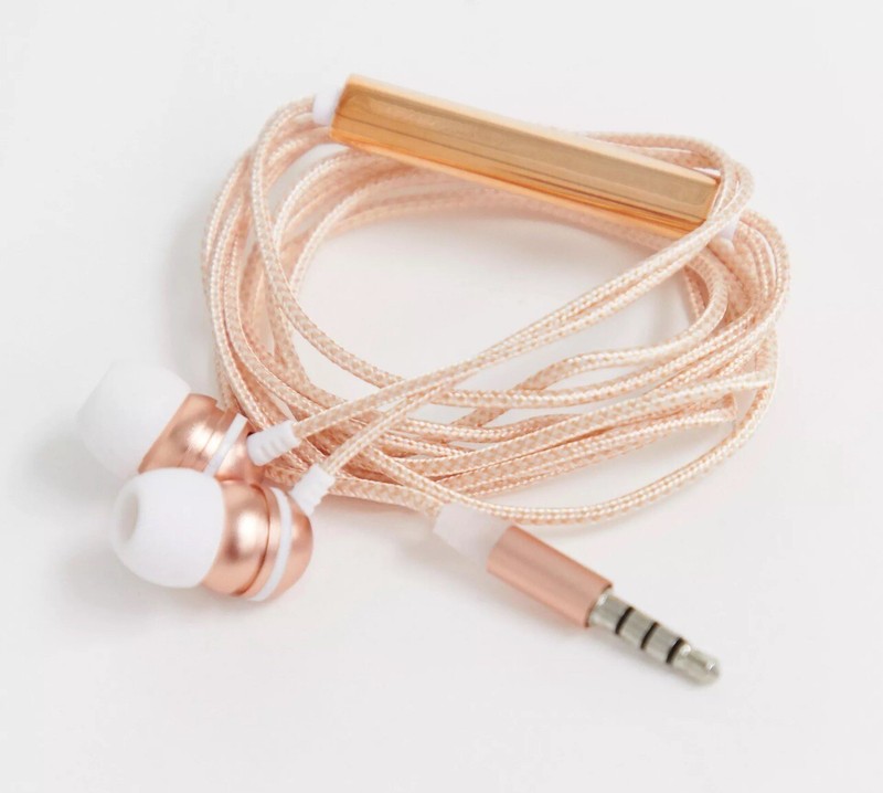 Typo Luxe Metallic Rose Gold Earphones HI-FI Stereo Sound Volume & Microphone gallery
