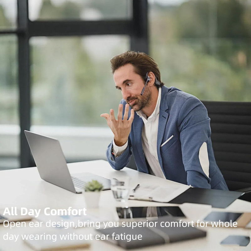 Bone Conduction Headphones with Boom Mic Bluetooth Open Ear Wireless Computer He gallery
