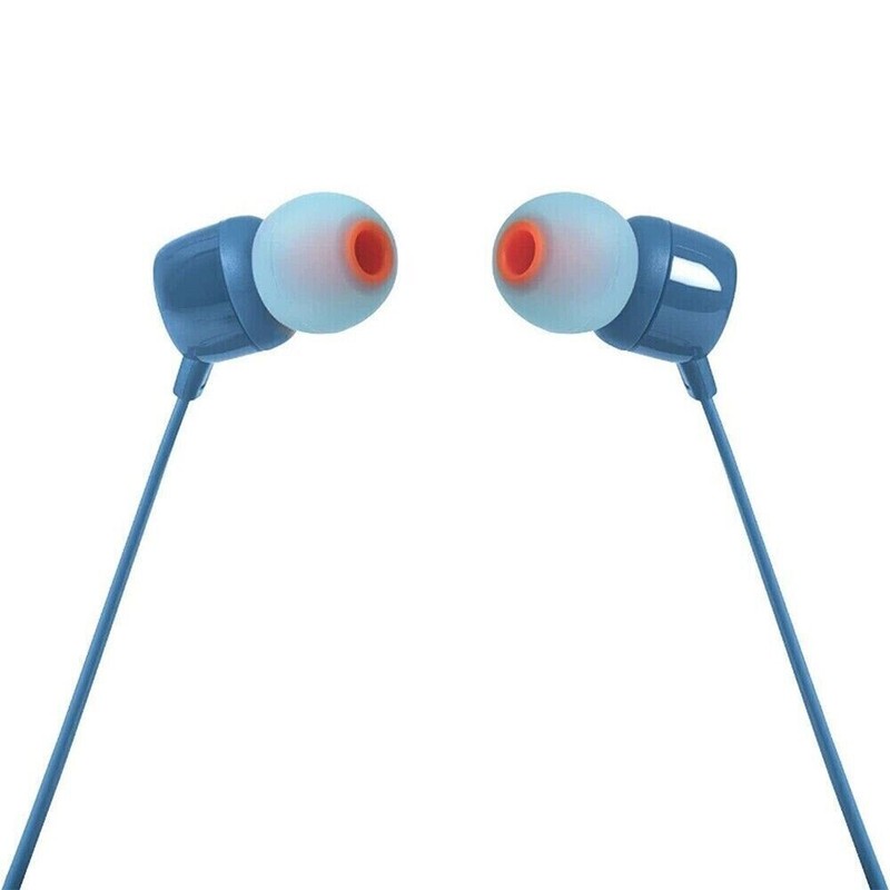 JBL T110 Pure Bass Tangle Free In-Ear Stereo Wired Headphones with Mic - Blue gallery