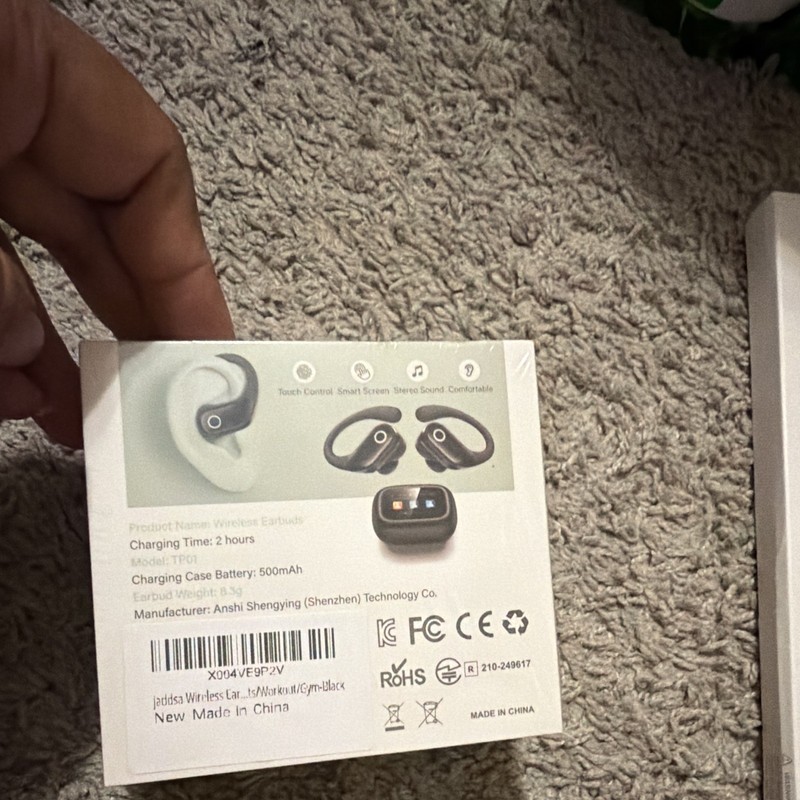 TP01 Bluetooth True Wireless Stereo Ear-hook Touch Control Earbuds Black Gym