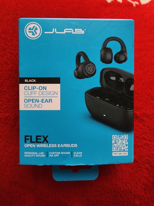 JLab Flex True Wireless Bluetooth Earbuds Open-Ear, Black, Clip-On