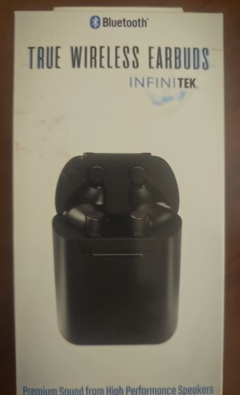 True Wireless Earbuds by InfiniTEK Version V5.1 NIB w/ USB Cable& Charging Case