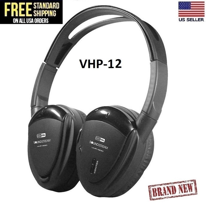 Soundstream VHP-12 2 Dual Channel Ir Wireless Headphone Fold Flat Car Headphones