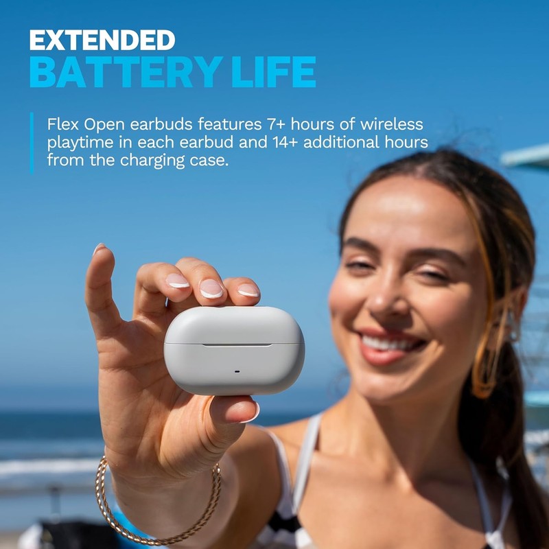 JLab Flex Open Earbuds Wireless Clip-On Cuff Cloud White gallery