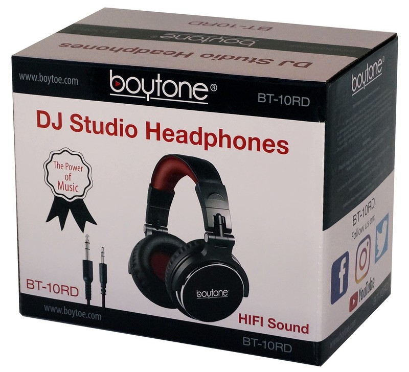 Boytone BT-10RD Wired Over Ear Headphones Studio Monitor & Mixing 50mm, Red gallery