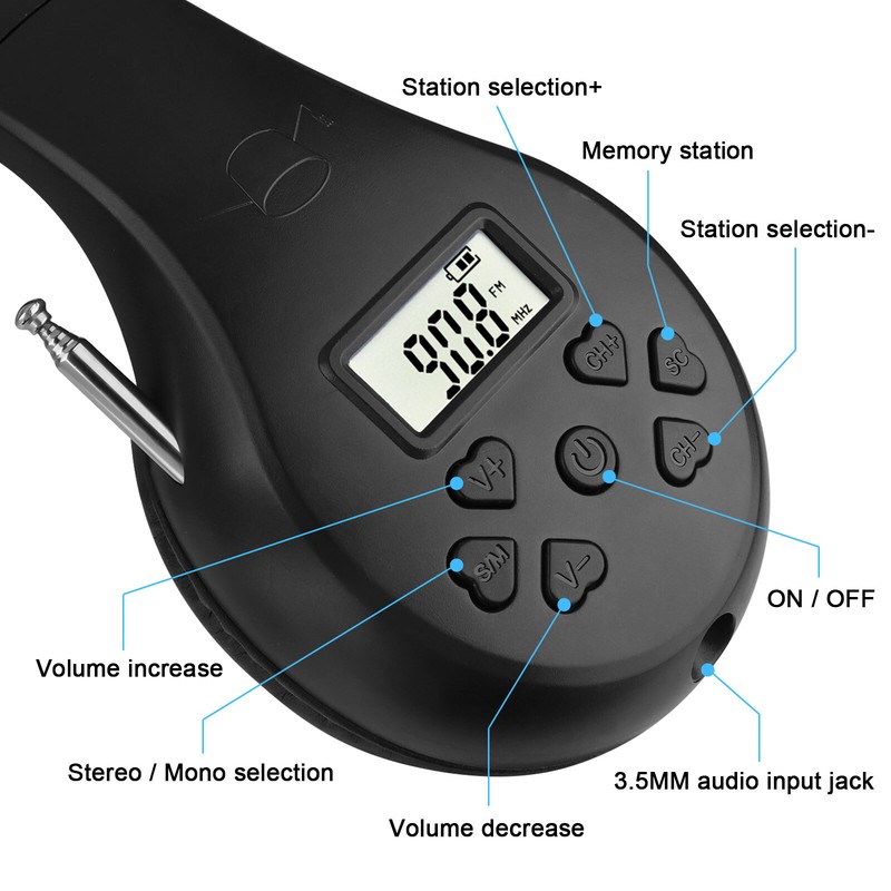 Wireless FM Radio Headphone Foldable Over-Ear Stereo Headset Recevier Portable gallery