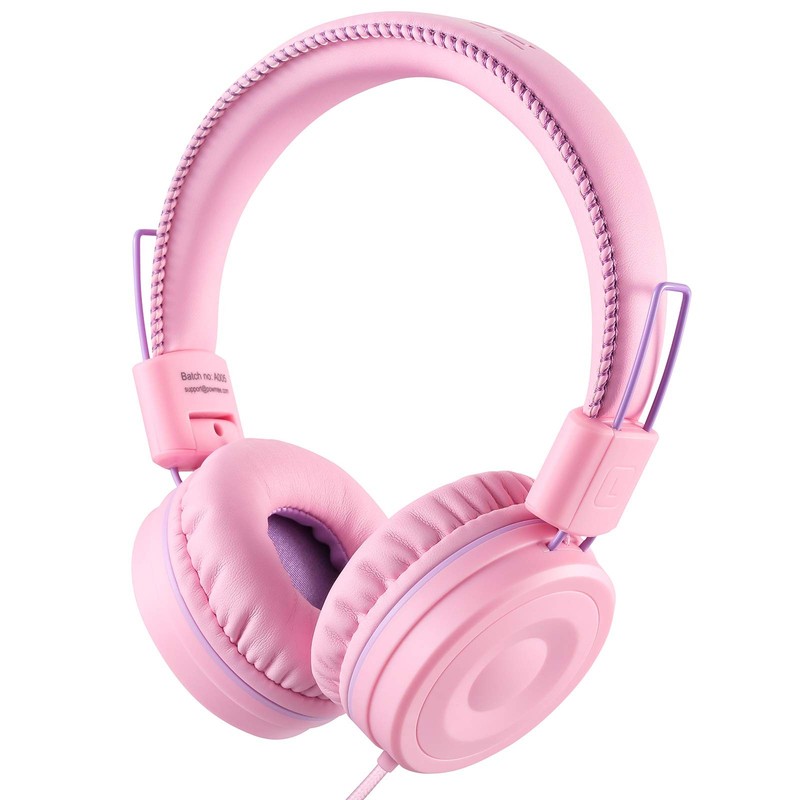 M1 Kids Headphones Wired Foldable Adjustable 3.5mm Jack Stereo Pink