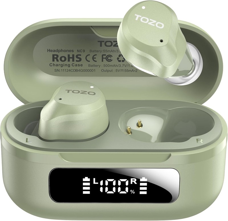 NC9 Hybrid Active Noise Cancelling Wireless Earbuds, 6 Mics ENC Clear Call, W... gallery