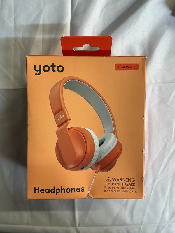 Yoto Wired Kids Headphones – Fruit Punch Orange – 85dB Safe Volume, 3.5mm Jack