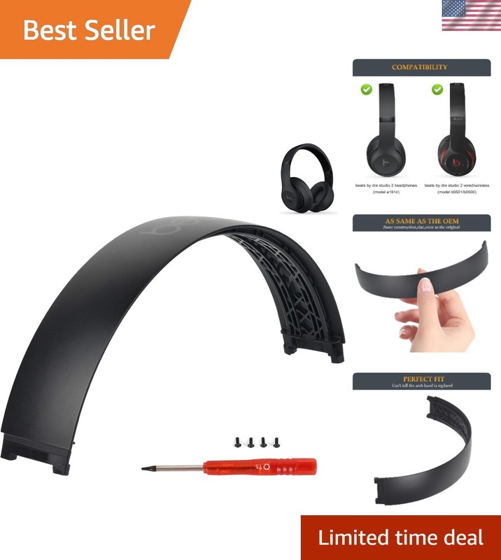 Matte Black Faux Leather Headband for Beats Studio 3 & Studio 2 – Easy Install