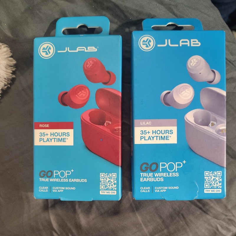 JLab Go POP+ True Wireless Bluetooth Earbuds, iOS, Android, Headphones