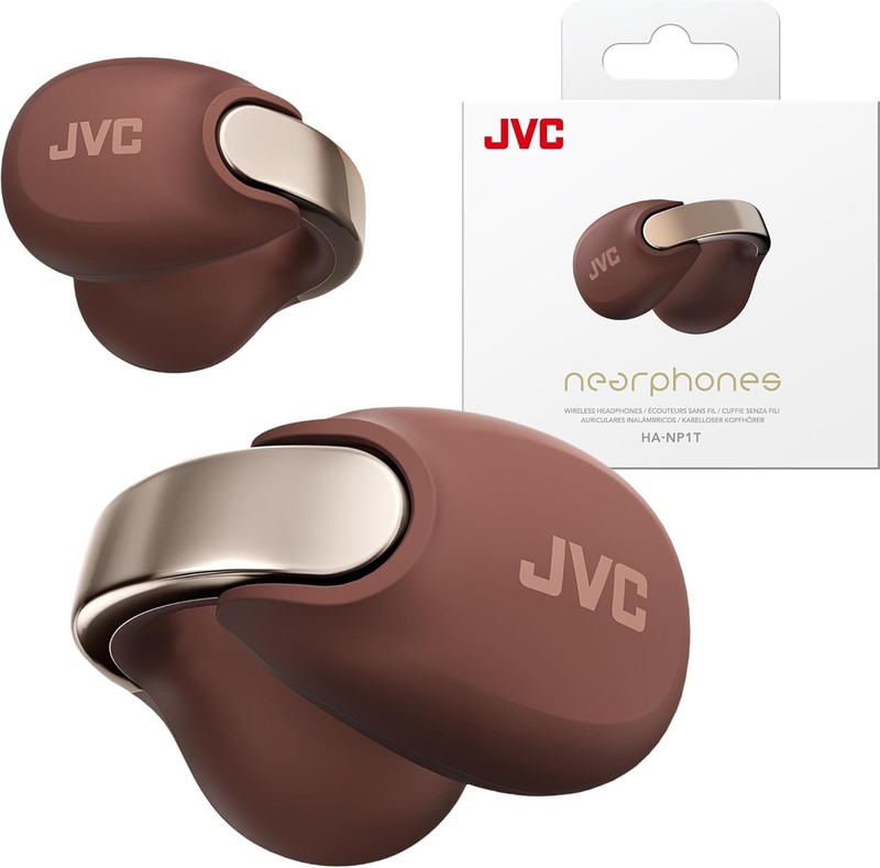 JVC Nearphones HA-NP1T Wireless Open Ear Bluetooth Headphones Maroon Open Box