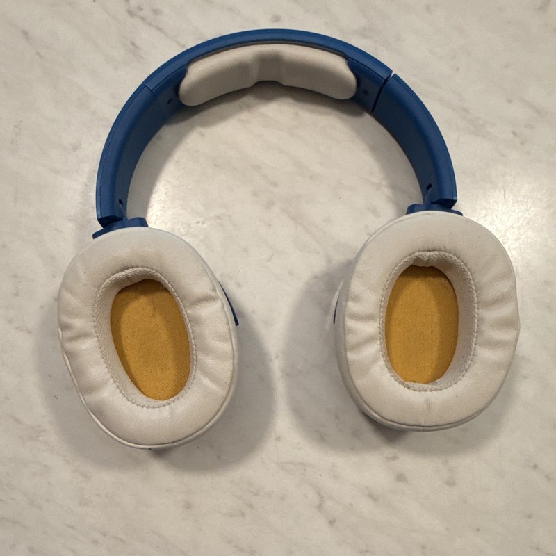 Blue and White Over-Ear Headband Headphones with 3.5mm Jack and Detachable Cable gallery