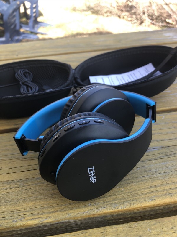 Zihnic Foldable Wireless & Wired Stereo Bluetooth Headphones Over-Ear Blue Black