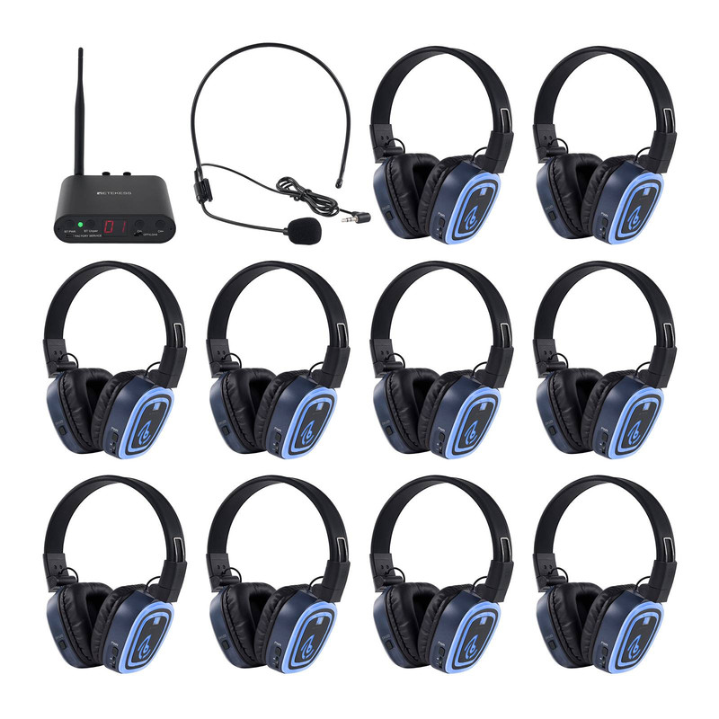 Retekess TA003S TA004S Silent Disco Headphone, 6-Channel with Bluetooth, 10 Pack