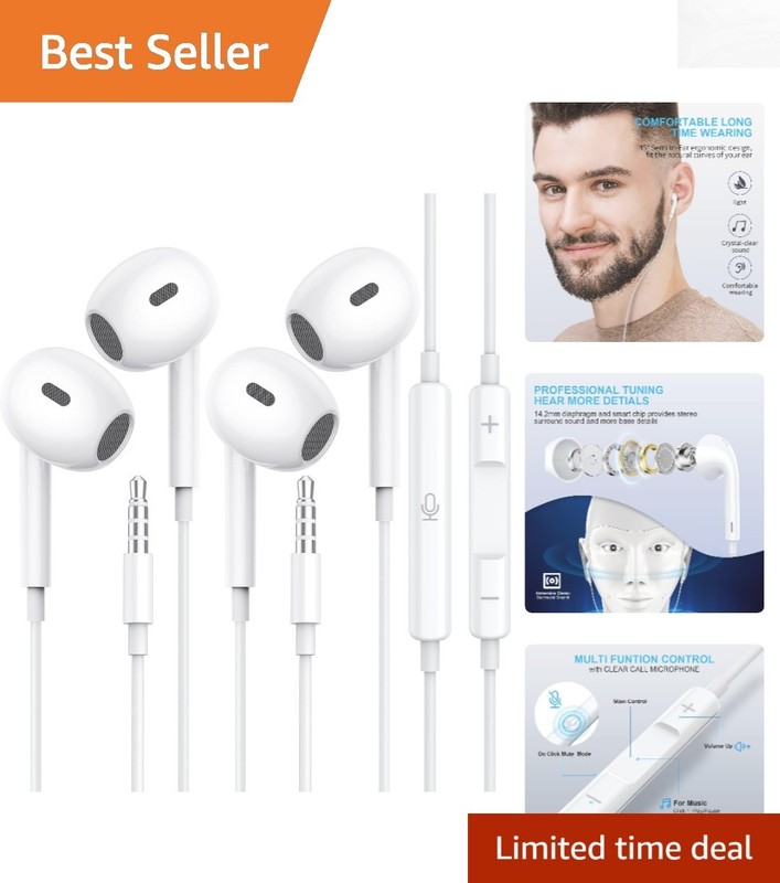 HiFi Stereo Wired Earbuds with Clear Mic & Remote for Seamless Calls – 2 Pack