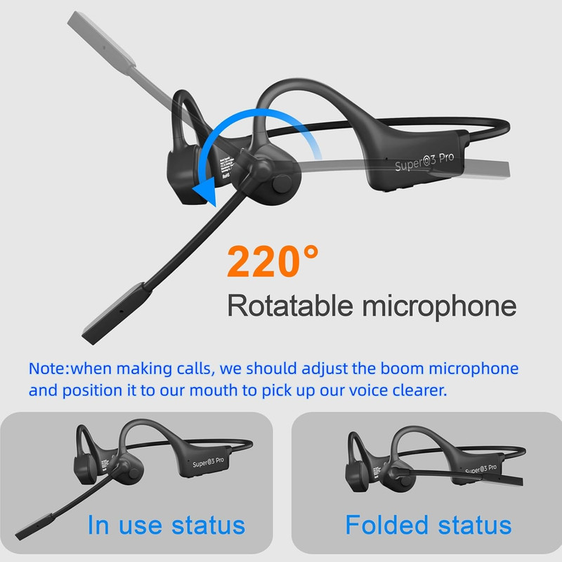 Bone Conduction Headphones with Boom Mic Bluetooth Open Ear Wireless Computer He gallery