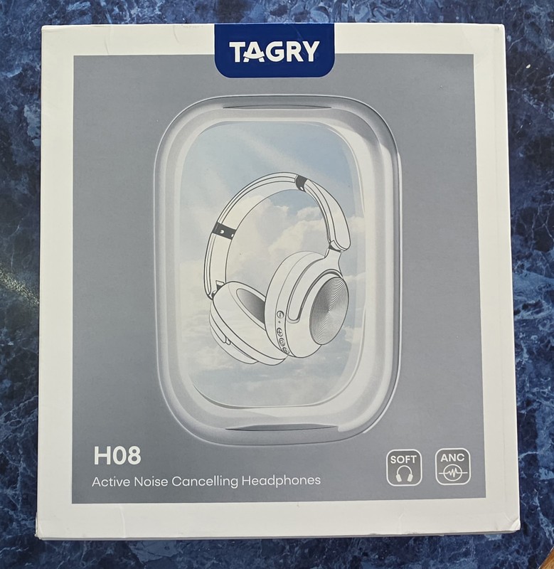 TAGRY H08 Active Noise Cancelling Headphones White 40mm USB-C AUX Fast Charge