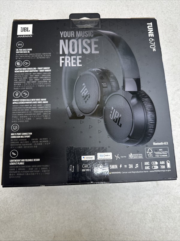 JBL Tune 670 Wireless Noise Canceling Headphones Black JBLT670NCBLKAM gallery