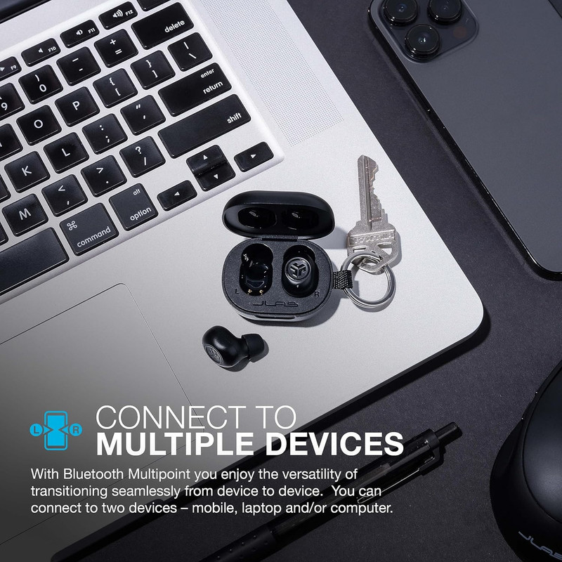 Jbuds Mini True Wireless Bluetooth Earbuds + Charging Case, Charcoal Black, IP55 gallery