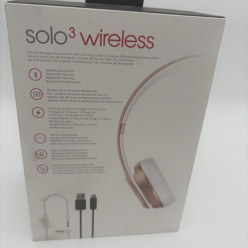 NEW- Beats Solo3 Wireless Bluetooth On-Ear Headphones - Rose Gold/Pink gallery