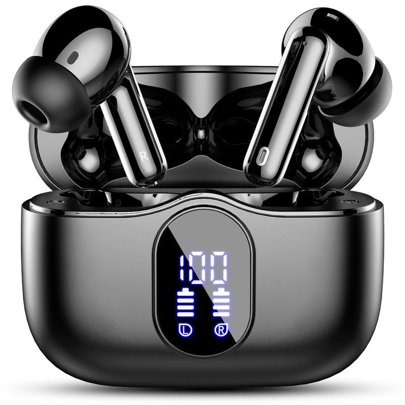 Wireless Earbuds, Bluetooth 5.4 Headphones Bass Stereo, Ear Buds 36H, Black