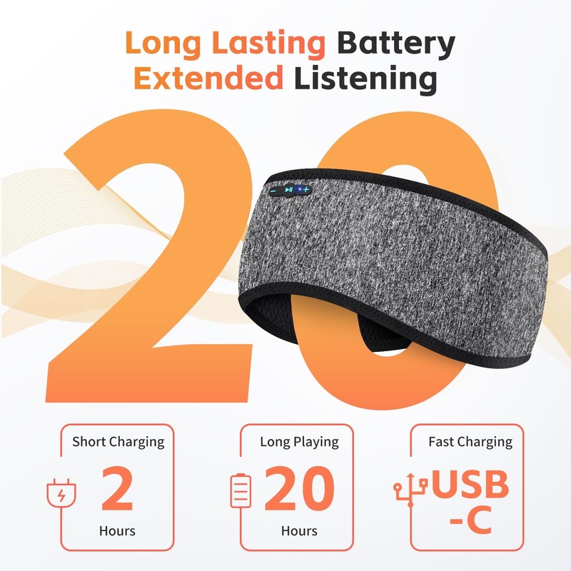 Sleep Headphones Bluetooth 6.0 Headband, 20H Playtime Headband Headphones wit... gallery