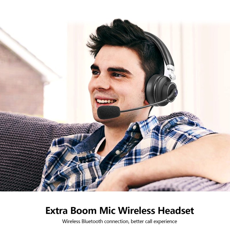 Call Center Bluetooth Wireless Headset Noise Canceling Headphones for Trucker US gallery