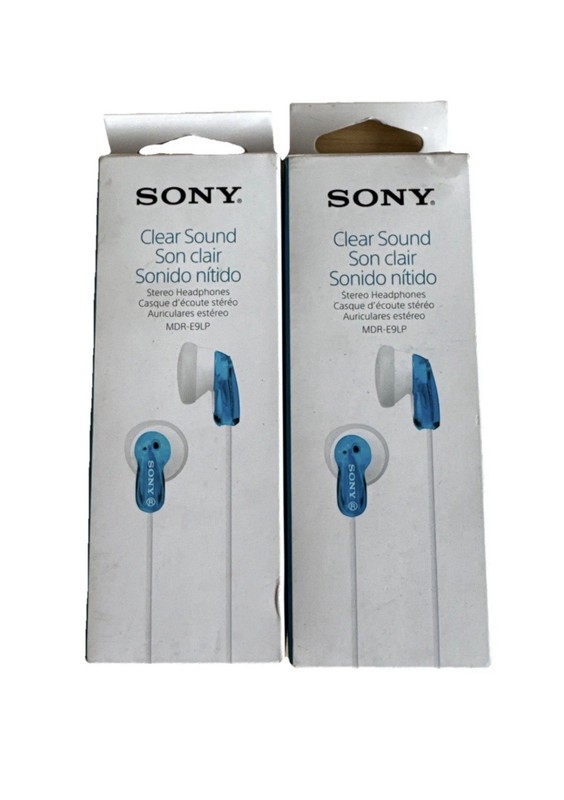 Sony MDRE9LP In-Ear Canal Earbuds Headphones, Blue, (2 PACKS)