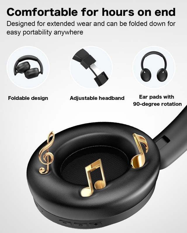 KIMHOST T30 Active Noise Cancelling Headphones, 120Hrs Playtime Bluetooth 5.3... gallery