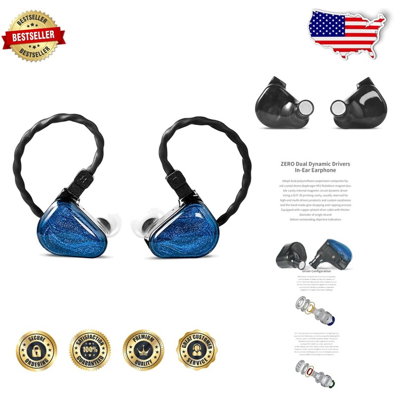 Crinacle ZERO Earphones: Dual Dynamic 10mm Drivers, 20-39.5kHz Hi-Res Audio, ...