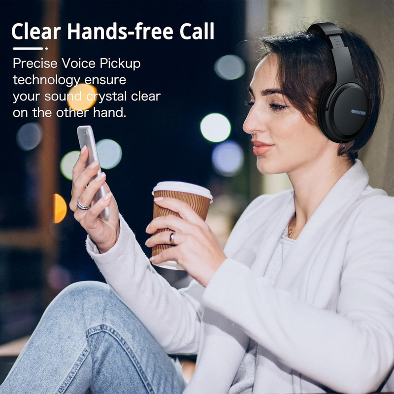 Bluetooth Headphones over Ear, 68 Hours Playtime Wireless Headphones with Mic, F gallery