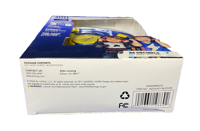 Altec Lansing Kid Safe Wired Headphones Ages 3-5 Built-in Volume-Blue/Yellow-NEW gallery