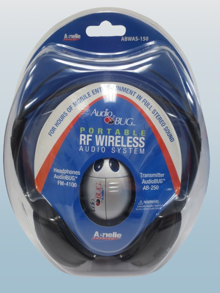 AERIELLE AUDIO BUG PORTABLE RF WIRELESS AUDIO SYSTEM HEADPHONES ABWAS-150 2PCS gallery