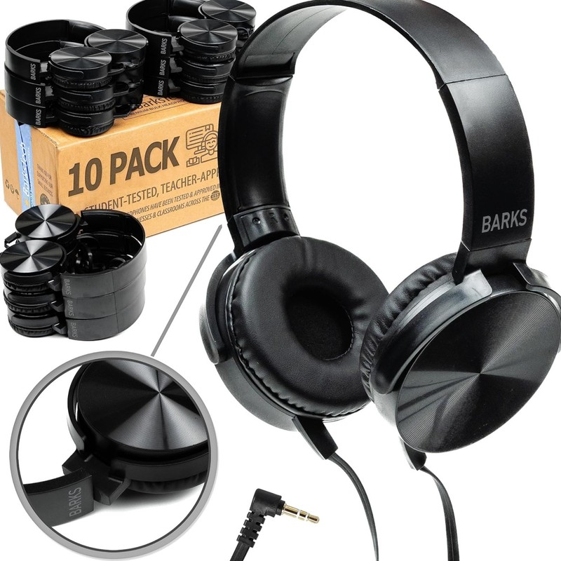 Classroom Headphones 10 Pack, Stealth - On-Ear Student Bulk Headphones: Perf...