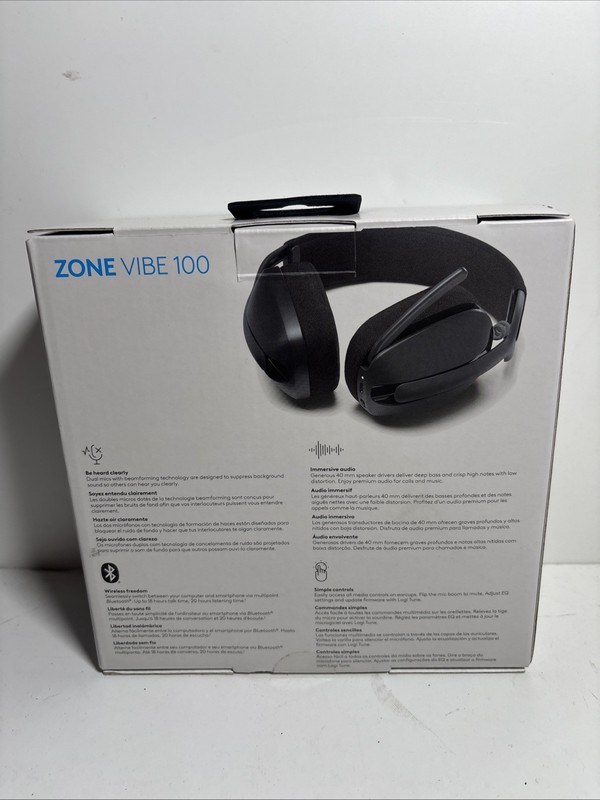 Logitech Zone Vibe 100 Wireless Bluetooth Noise Canceling Headphones Graphite gallery