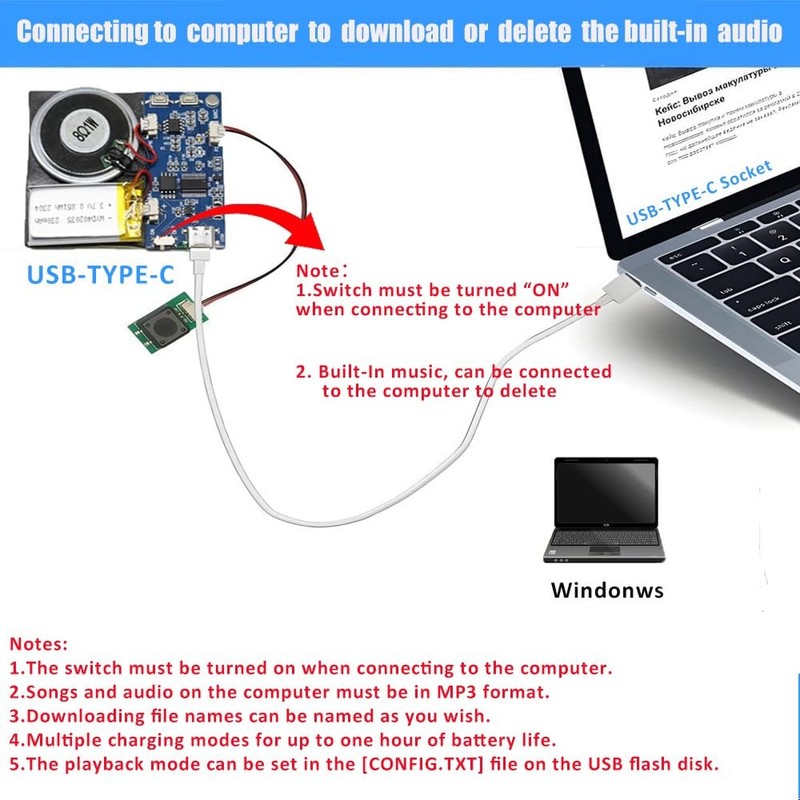Module - 16MB Push Button Activated Sound Module with Speaker, Type-C Cable, ... gallery