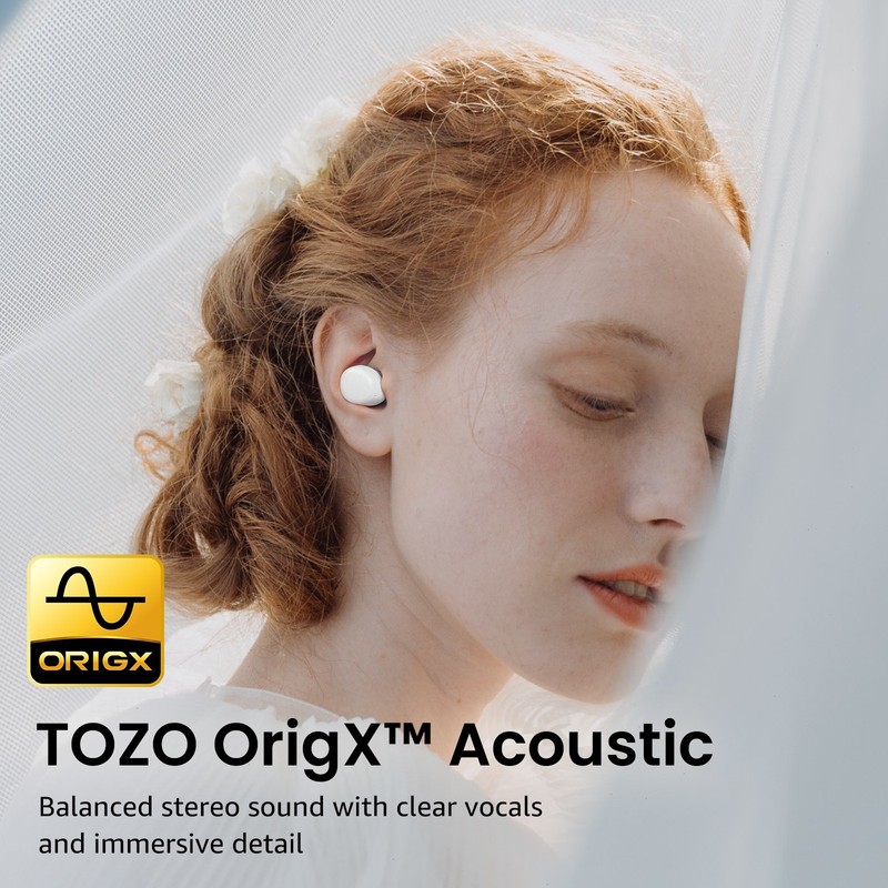 TOZO - A1 Lightweight Wireless Earbuds Headphones, White - Refurbished gallery