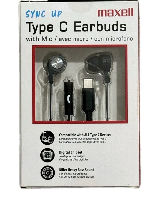 Maxell Type C Earbuds With Mic