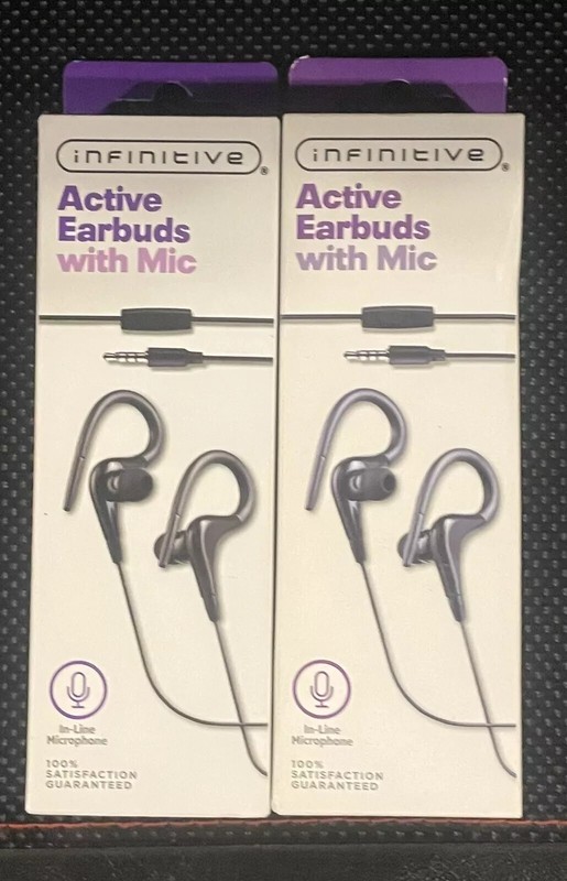 Infinitive Active Over The earbuds with mic, 2 pack Black LOT OF 2