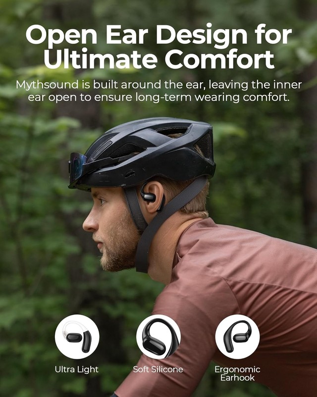 LeMuna Open Ear Earbuds with Earhooks, 60 Hours Playtime, Sweat Resistant, Black gallery