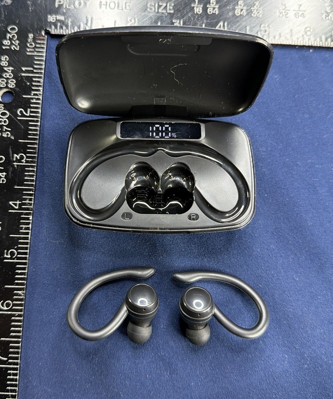 RCA Wireless Earbuds Ear Hook Bluetooth Headphones w Charging Case