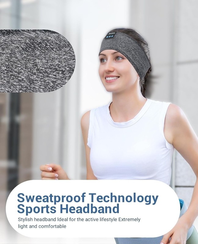 Bluetooth Sports Headband Headphones with Ultra-Thin HD, New (Charcoal Grey) gallery